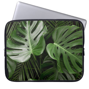 Monstera leaves, luxury tropical layout. laptop sleeve