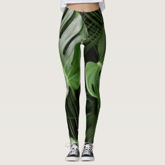 Monstera leaves, luxury tropical layout. leggings