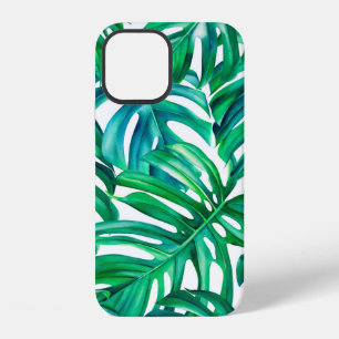 Monstera leaves on isolated background, watercolor iPhone 12 case