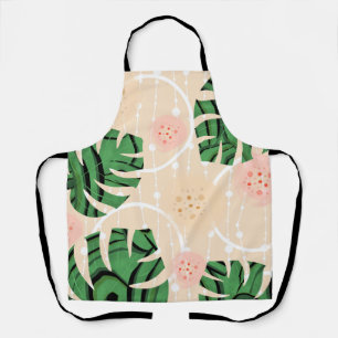 Monstera leaves on pink.  apron