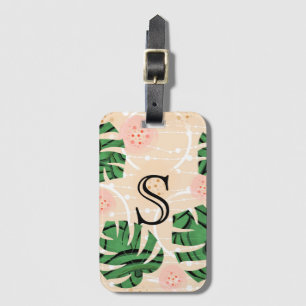 Monstera leaves on pink. luggage tag