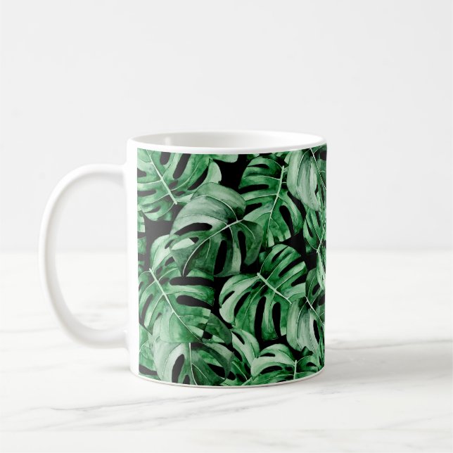 Monstera leaves pattern coffee mug (Left)