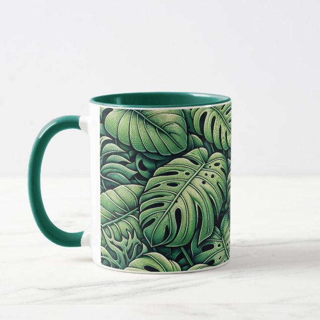 Monstera Leaves Pattern Mug (Left)