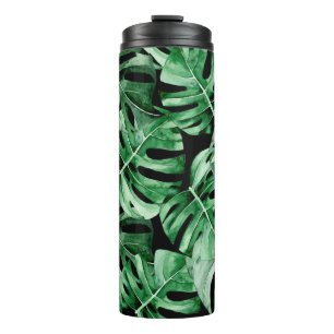 Monstera leaves pattern thermal tumbler