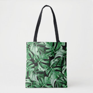 Monstera leaves pattern tote bag