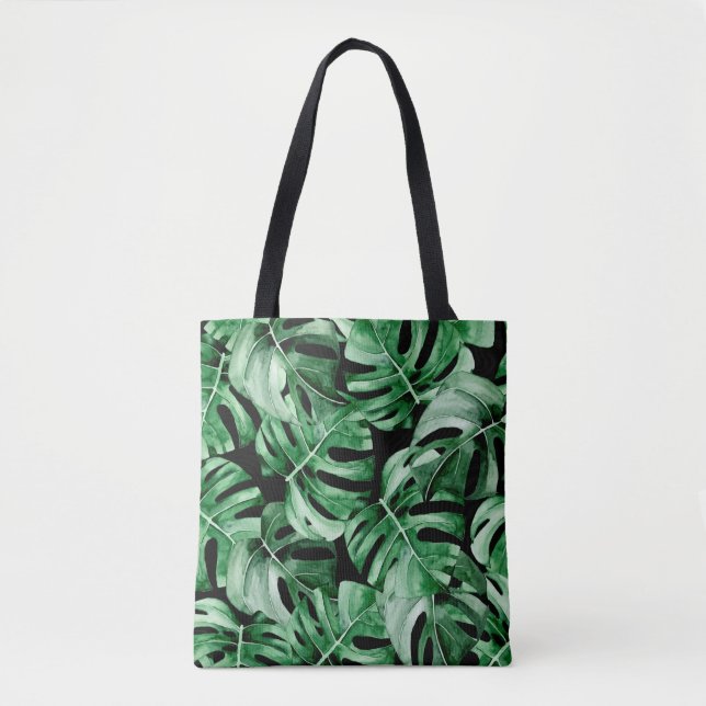 Monstera leaves pattern tote bag (Front)