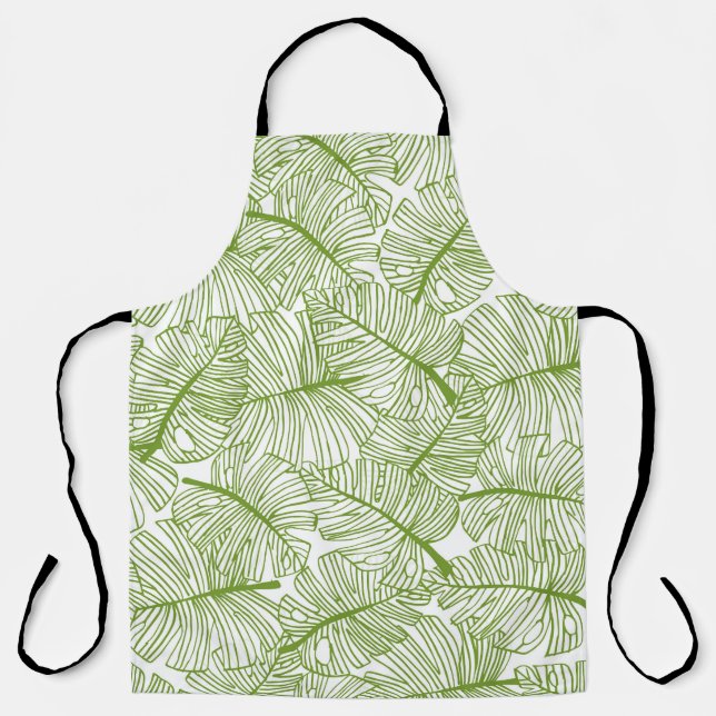 Monstera leaves, seamless floral design. apron (Front)