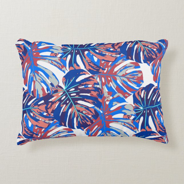 Monstera leaves seamless pattern accent pillow (Front)
