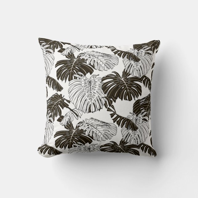 Monstera leaves seamless pattern throw pillow (Front)