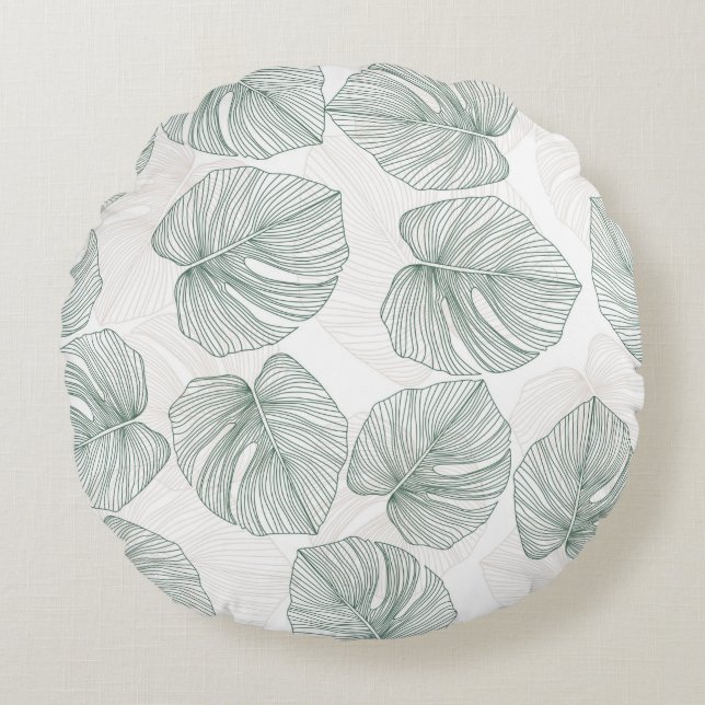 Monstera leaves seamless pattern. Tropical pattern Round Pillow (Front)