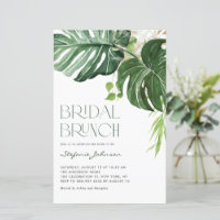 Monstera Leaves Summer Bridal Brunch Invitation