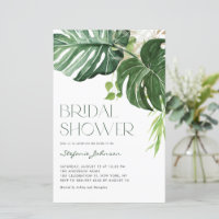 Monstera Leaves Summer Bridal Shower Invitation