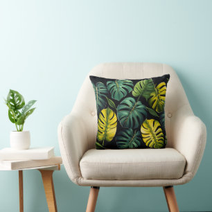 Monstera Leaves Throw Pillow