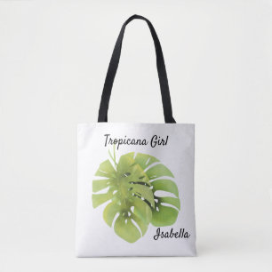 Monstera leaves tote bag