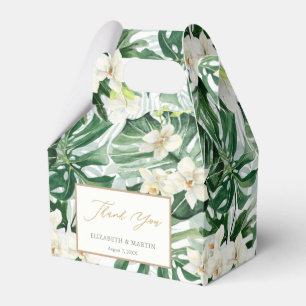 Monstera Leaves Tropical Foliage Wedding Shower Favor Box