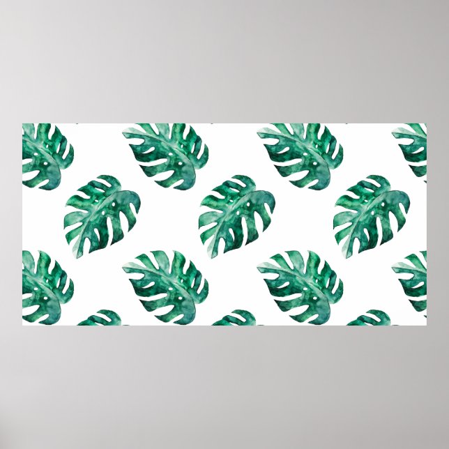 Monstera leaves. Tropical illustration pattern Poster (Front)