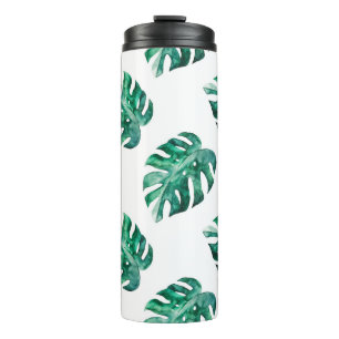 Monstera leaves. Tropical illustration pattern Thermal Tumbler