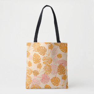 Monstera leaves: tropical silhouette seamless tote bag