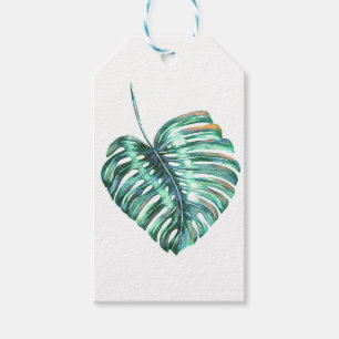 Monstera leaves tropical summer foliage gift tags