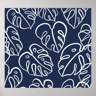Monstera Leaves: Vintage Hand Drawn. Poster