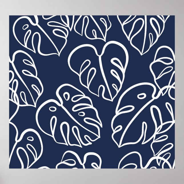 Monstera Leaves: Vintage Hand Drawn. Poster (Front)