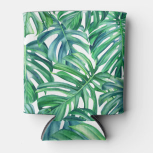 Monstera Leaves: Watercolor Jungle Pattern. Can Cooler