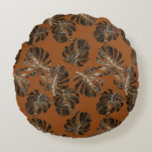 Monstera Leo Animal Print Glam 3 Round Pillow