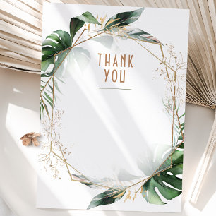 Monstera Mariage Carte de remerciements Vert & Or