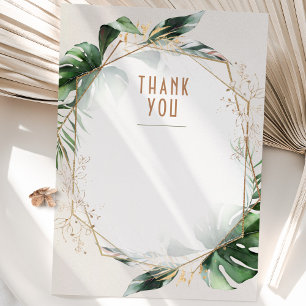 Monstera Mariage Carte de remerciements Vert & Or