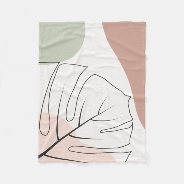 Monstera minimalist fleece blanket (Front)
