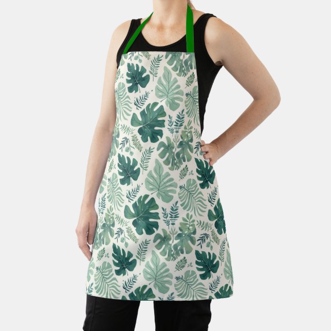 Monstera Mood – Tropical Leaf Pattern Apron (Insitu)