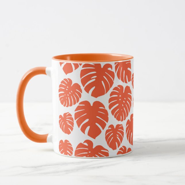 Monstera - Orange and White Mug (Left)