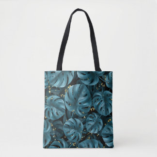 Monstera Palm, Golden Splash Seamless. Tote Bag