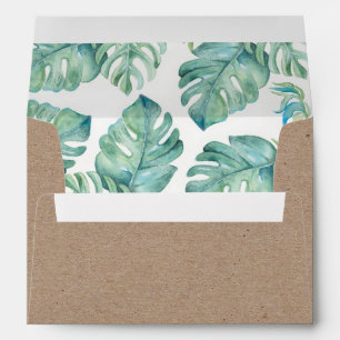 Monstera Palm Leaf Verdure Enveloppe Kraft