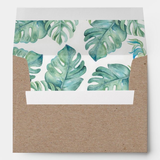 Monstera Palm Leaf Verdure Enveloppe Kraft (Dos (Bas))