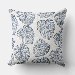 Monstera Palm Leaves Throw Pillow