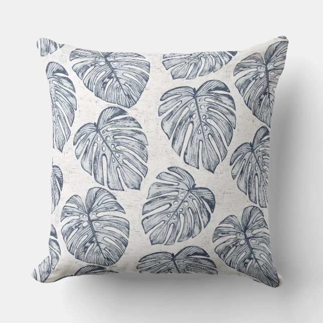 Monstera Palm Leaves Throw Pillow (Front)