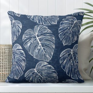 Monstera Palm Leaves Throw Pillow