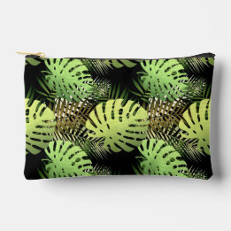 Monstera Palm Leaves Tropical Jungle Pattern  Accessory Pouch