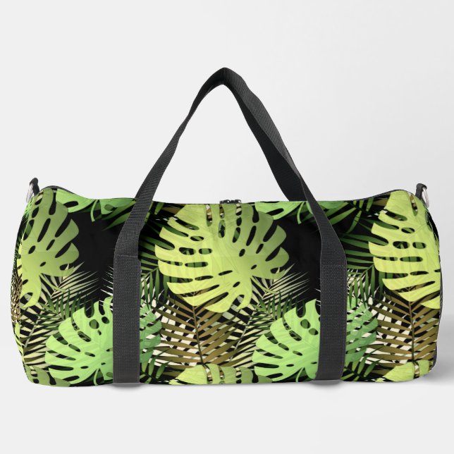 Monstera Palm Leaves Tropical Jungle Pattern Duffle Bag (Front)