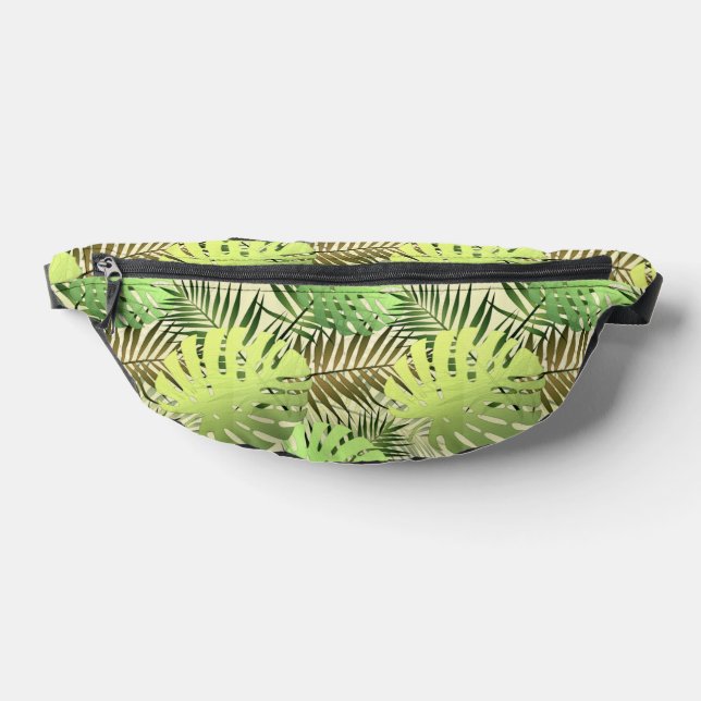 Monstera Palm Leaves Tropical Jungle Pattern Fanny Pack (Lay Down)