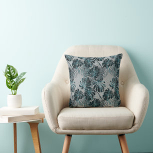 Monstera Palm Leo Animal Print Glam 2 Throw Pillow