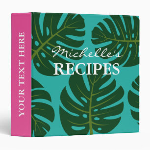 Monstera palm tree leaf kitchen recipe binder book