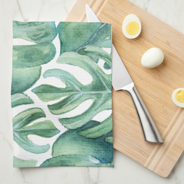 Monstera Pattern Kitchen Towel (Quarter Fold)