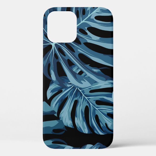 Monstera plant: blue leaves pattern. Case-Mate iPhone case (Back)