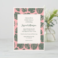 Monstera Plant Botanical Pink Green Bridal Shower