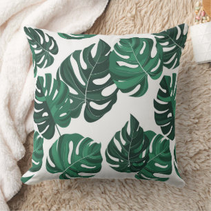 Monstera Plant Greenery Throw Toss Pillow