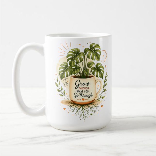 Monstera Plant in Coffee Mug | Botanical mug (Left)