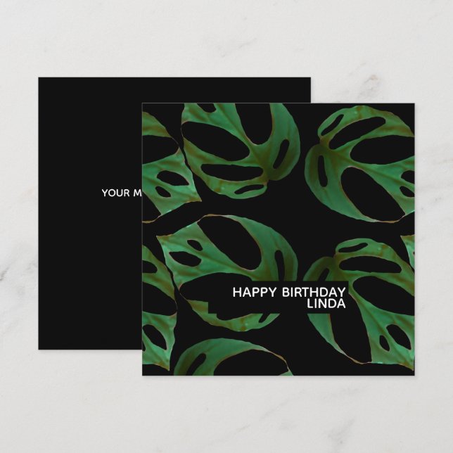 Monstera Plant Pattern Illustration Leaf Birthday Card (Front/Back)