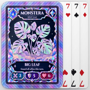 Monstera Plant, Rainbow Foil Art Playing Cards